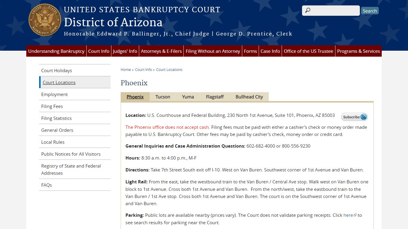 Phoenix | District of Arizona | United States Bankruptcy Court
