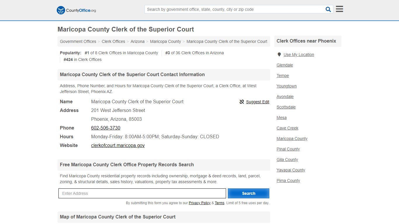 Maricopa County Clerk of the Superior Court - Phoenix, AZ (Address ...